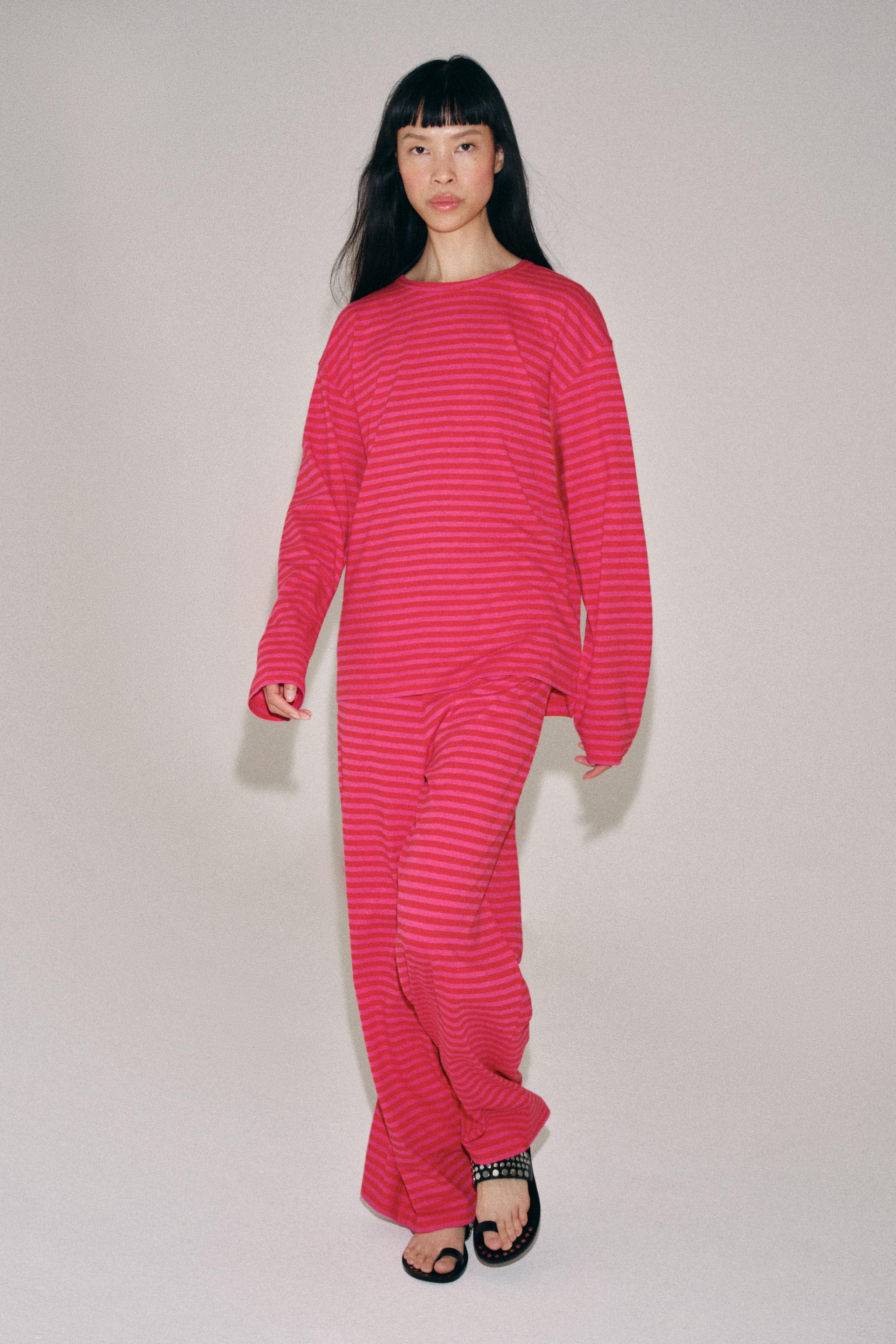 STRIPED COTTON AND LINEN PANTS